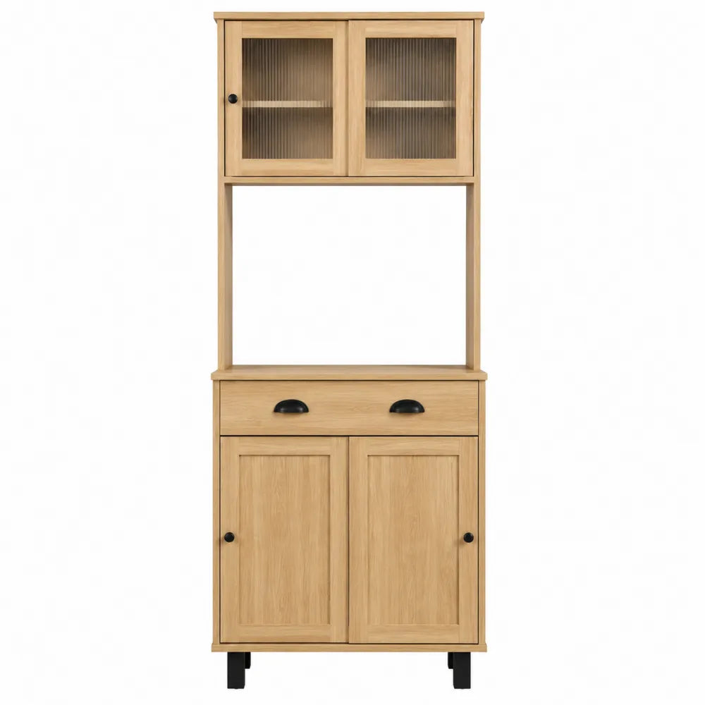 Armario de Madera con Puertas de Vidrio Estriado 80x40x180 cm