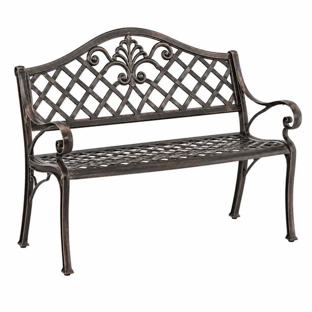 Banco de jardín de metal marrón de 127 cm