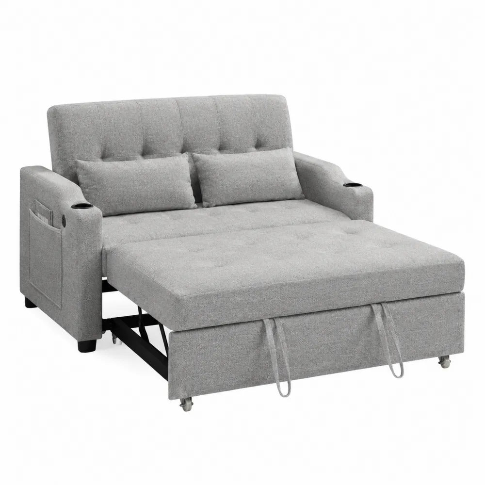 Sofá cama de tela gris claro 180x120x90 cm