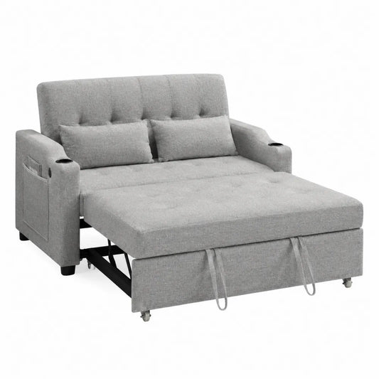 Sofá cama de tela gris claro 180x120x90 cm