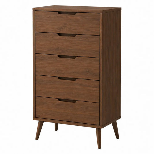 Cómoda de madera de 5 cajones 120x60x40 cm