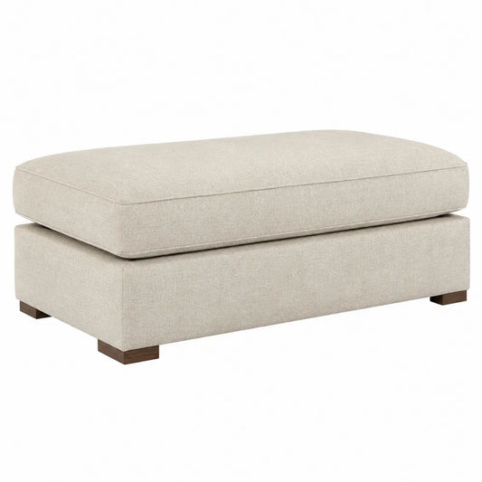 Reposapiés lino beige con estructura de madera 120x60x45 cm