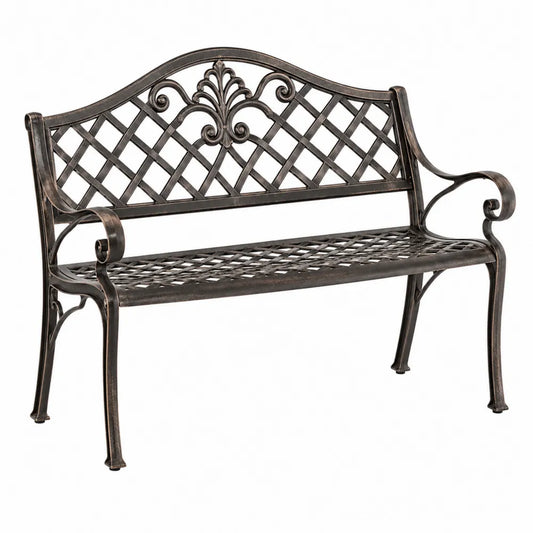 Banco de jardín de metal marrón de 127 cm