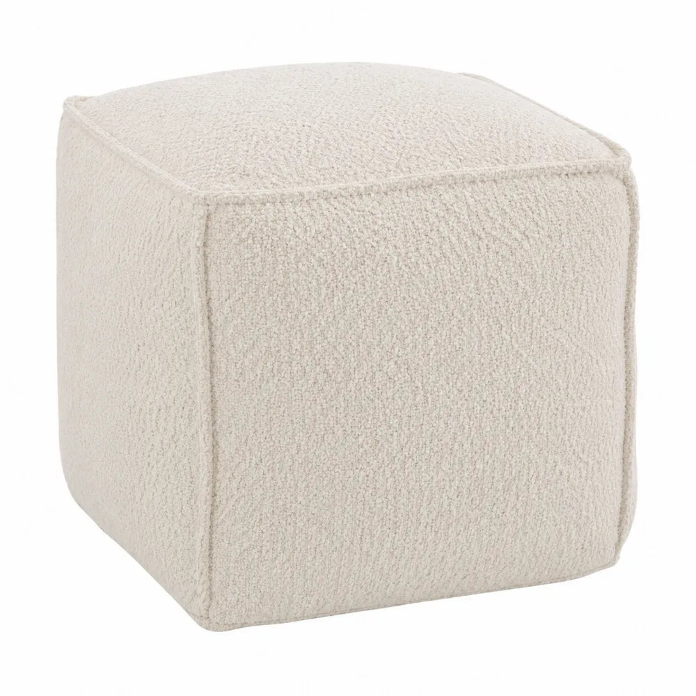 Puf de tela bouclé color beige 40x40x40 cm