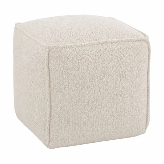 Puf de tela bouclé color beige 40x40x40 cm