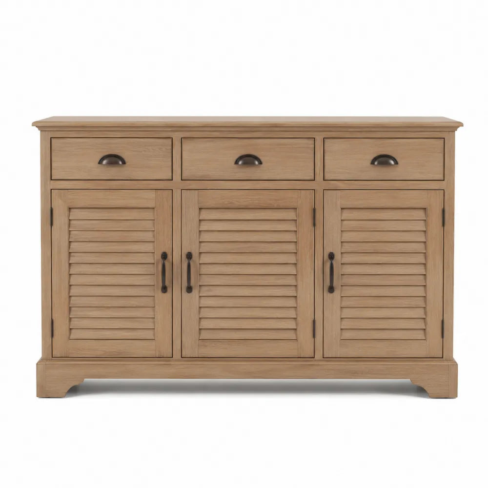Aparador de Madera de Roble con 3 Puertas y 3 Cajones