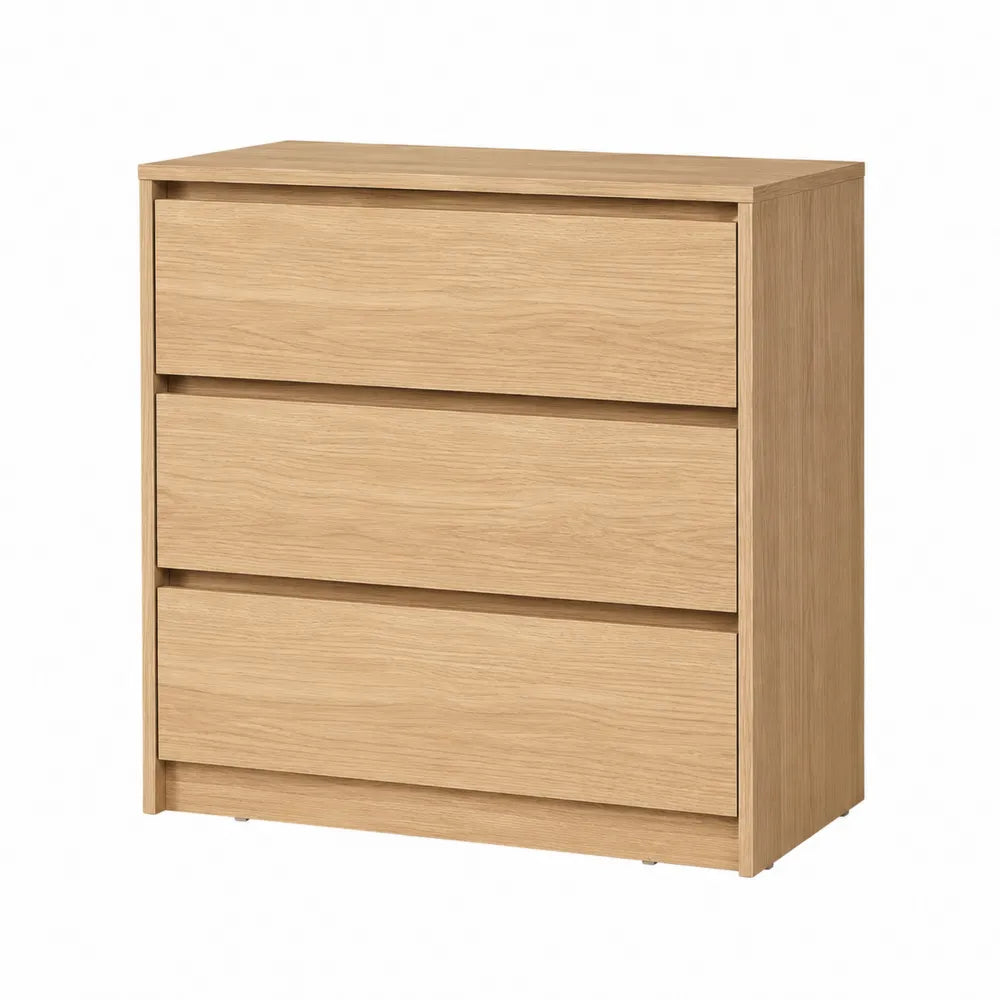 Cómoda de tres cajones de madera
