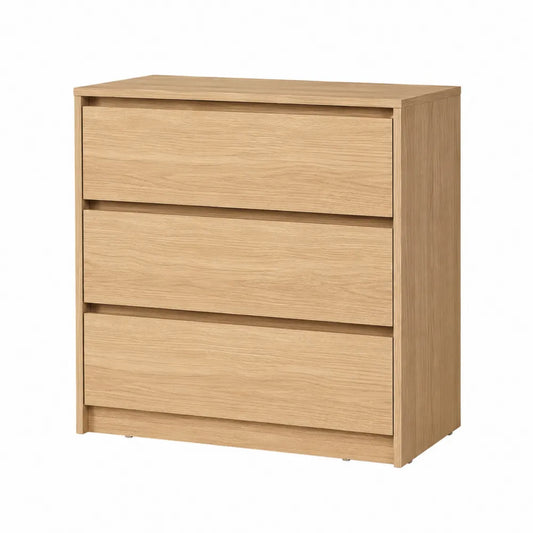 Cómoda de tres cajones de madera